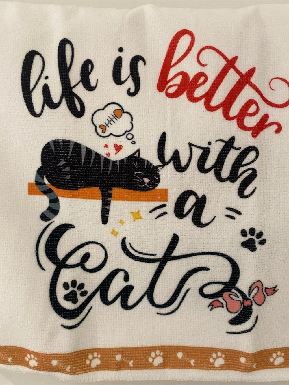 NWOT Cat Themed Dish Towels Set Of Four